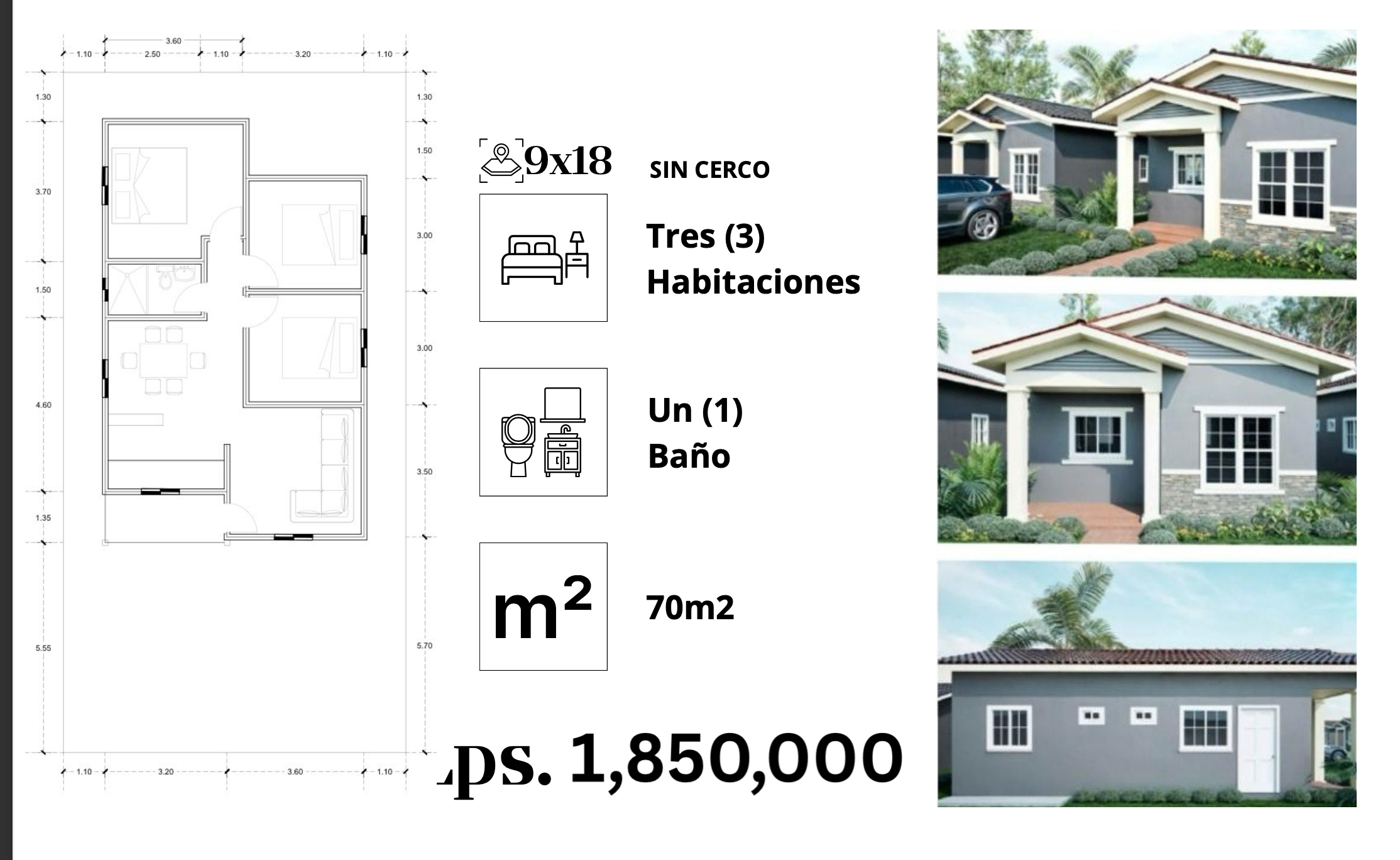 Casa en preventa de 3 habitaciones en Villas del Bosque, La Ceiba